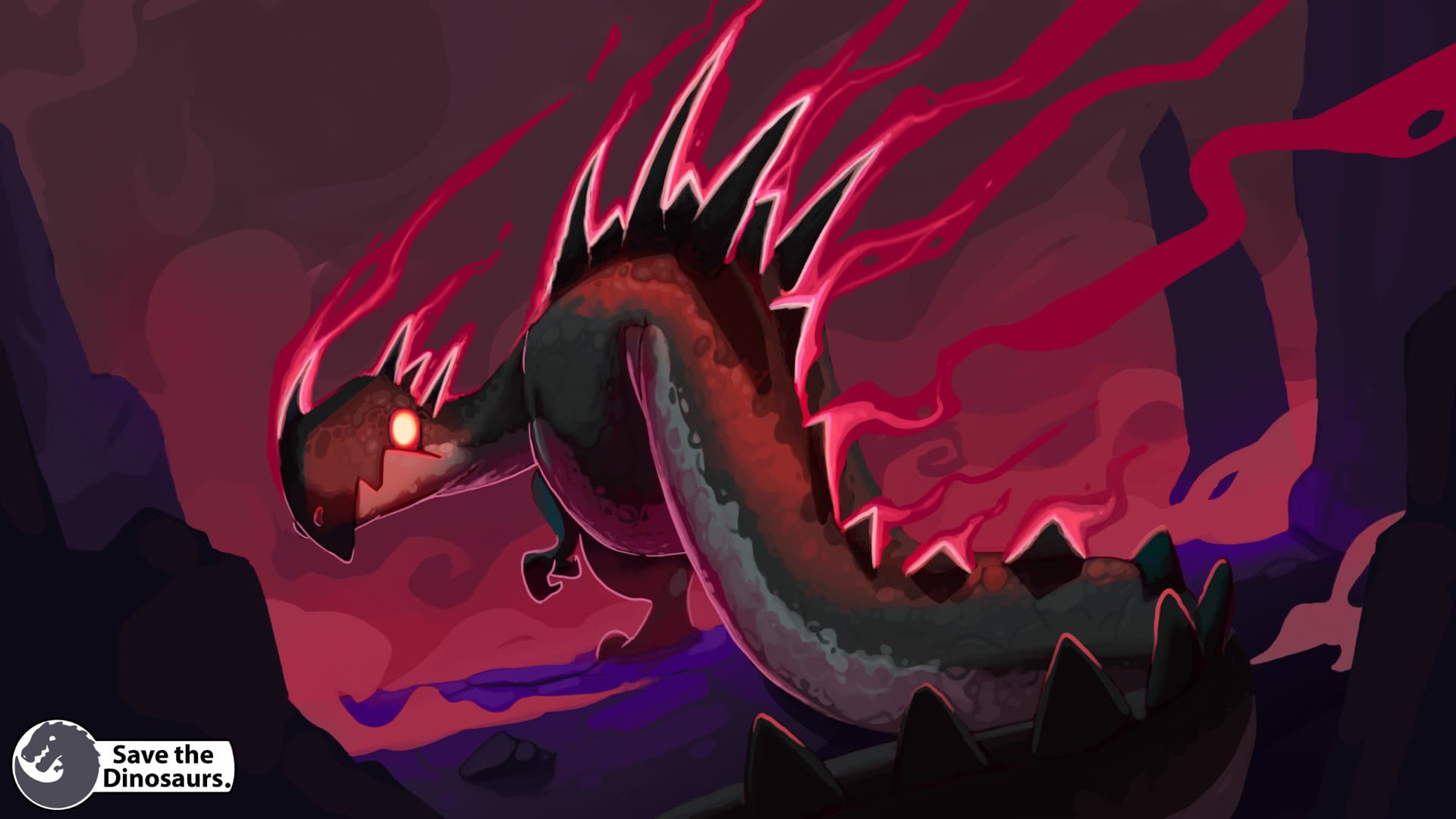 dino in red mist/smoke